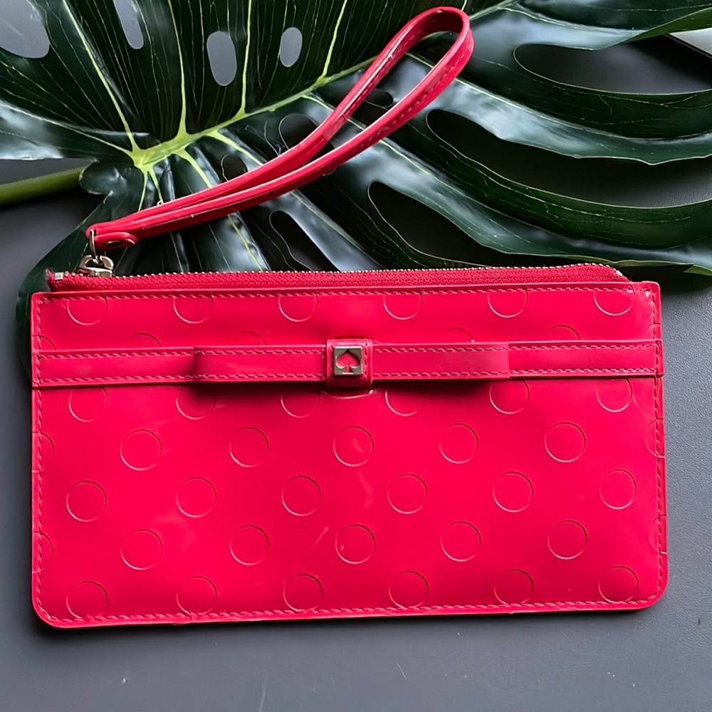 Kate Spade Wristlet Purse Wallet Red Shiny